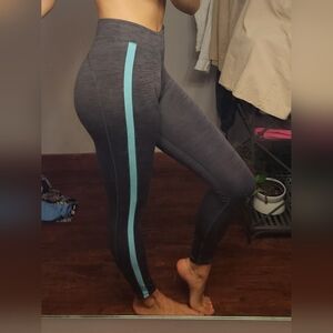 Grey/Blue Striped Athletic Legging